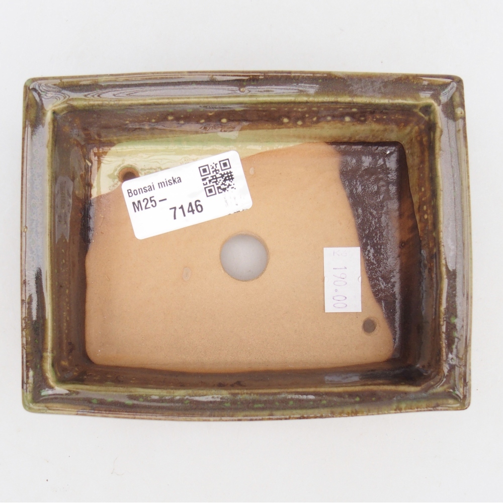Keramická miska na bonsaje 13 x 10 x 4 cm, zelená