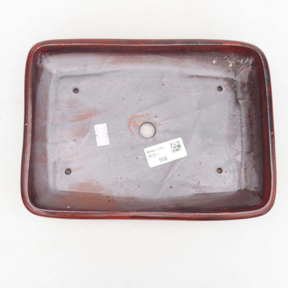 Keramická bonsajová miska 24 x 17,5 x 4 cm, farba červená