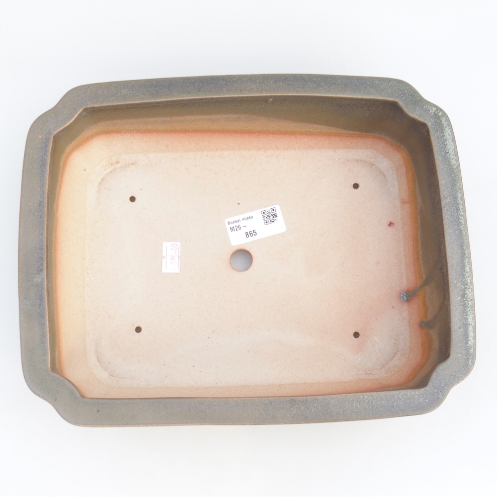 Keramická miska na bonsaje 28 x 22,5 x 7 cm, zeleno-hnedá