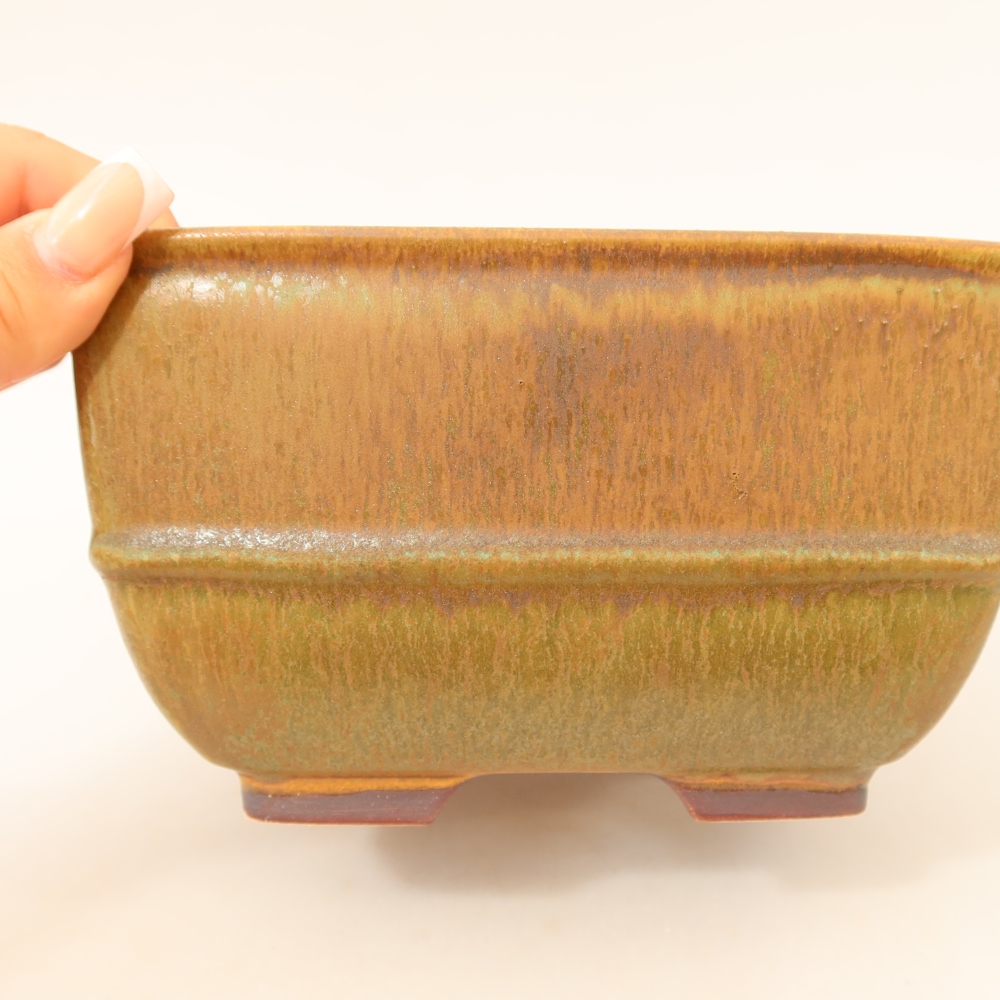 Keramická miska na bonsai 16,5 x 16,5 x 9,5 cm, farba zelená