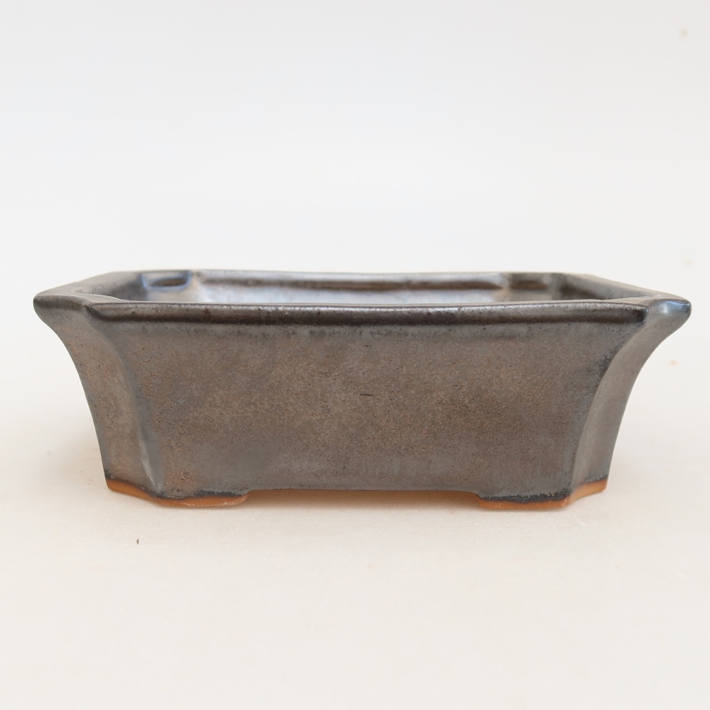 Keramická miska na bonsaje 13,5 x 11 x 4 cm, farba: kovová