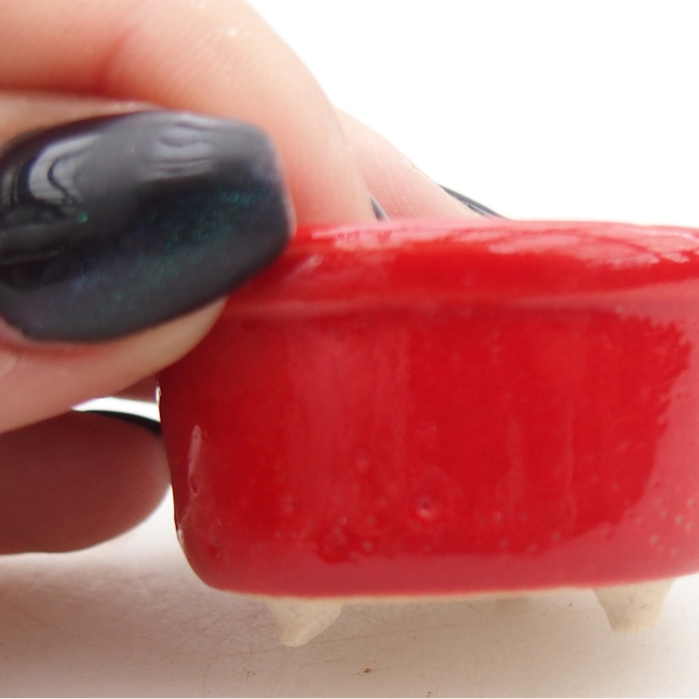 Mini bonsajová miska 4 x 4 x 2,5 cm, farba červená