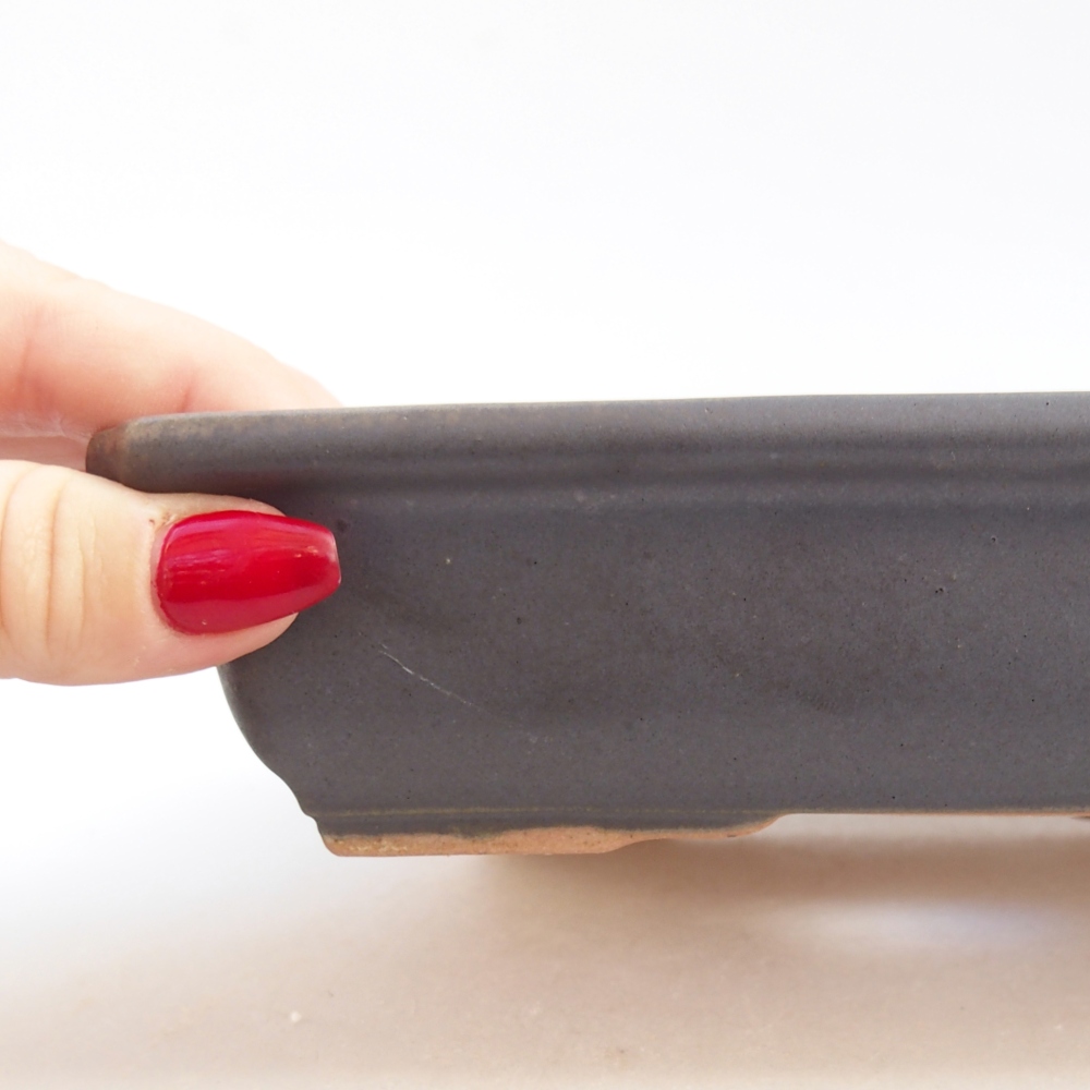 Keramická bonsajová miska 18 x 13,5 x 4 cm, farba kovu