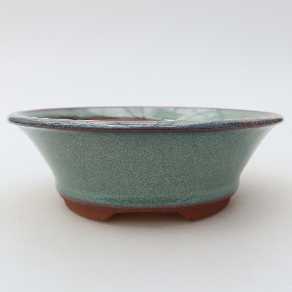 Keramická miska na bonsaje 15,5 x 15,5 x 5,5 cm, farba zelená
