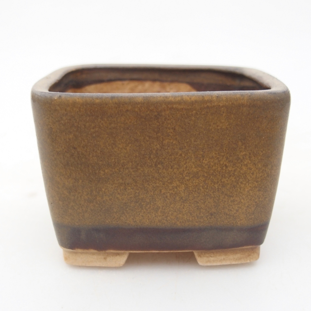 Keramická miska na bonsaje 6 x 6 x 4,5 cm, farba hnedá