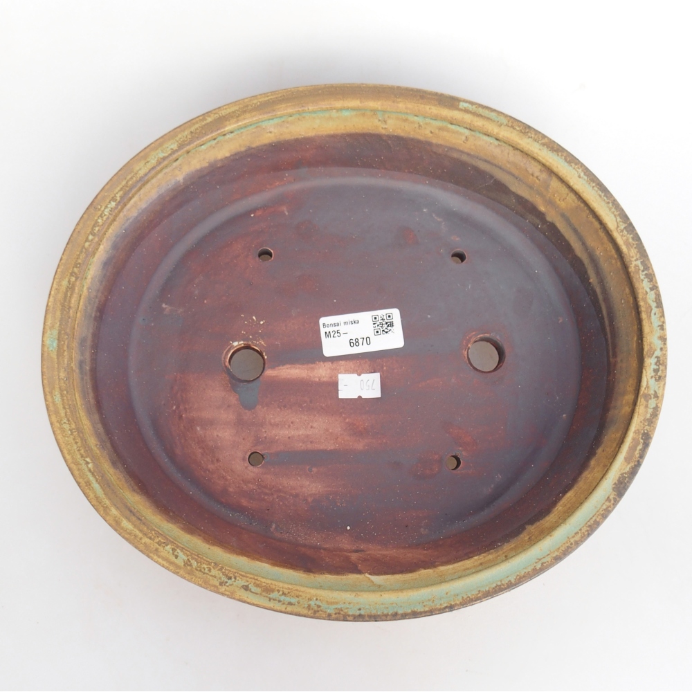 Keramická bonsajová miska 28 x 25 x 6 cm, zelená