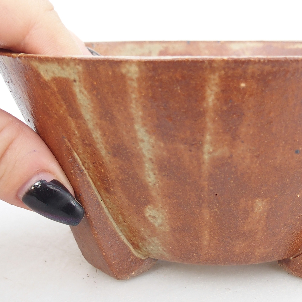 Keramická miska na bonsaje 13,5 x 13,5 x 6,5 cm, hnedá