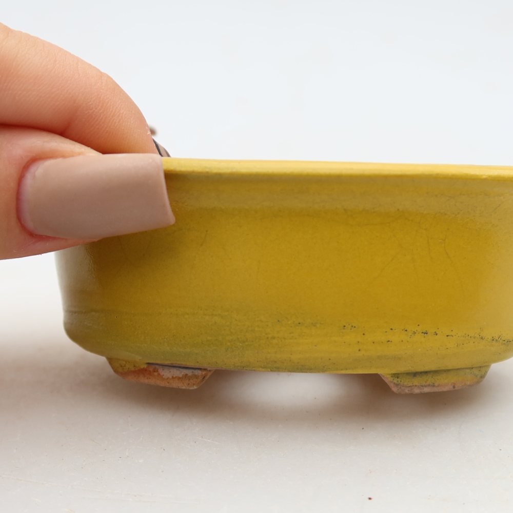 Keramická miska na bonsaje 9,5 x 6,5 x 3 cm, farba žltá