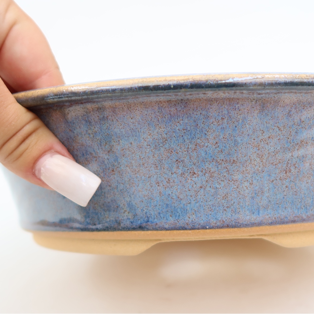 Keramická miska na bonsaje 23,5 x 23,5 x 6 cm, farba modrá