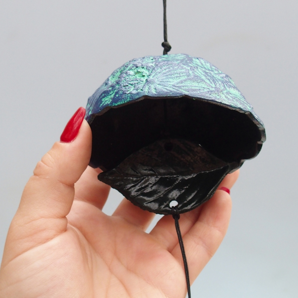 Kovový zvonček do vetra, farba modrozelená