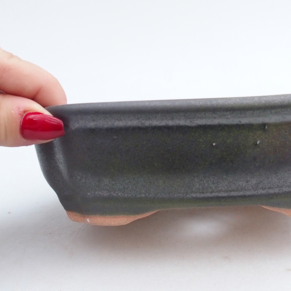 Keramická bonsajová miska 16 x 12 x 5 cm, zelená