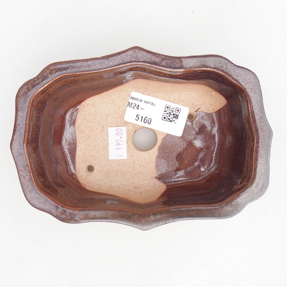 Keramická bonsai miska 15,5 x 11,5 x 4,5 cm, farba hnedá