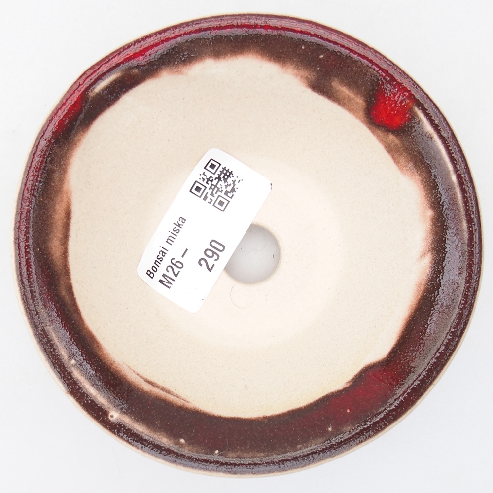 Mini bonsajová miska 10,5 x 10,5 x 3,5 cm, farba červená