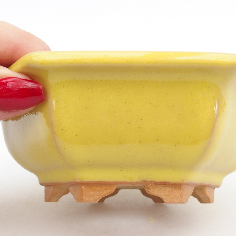 Keramická miska na bonsaje 12 x 10,5 x 4,5 cm, žltá