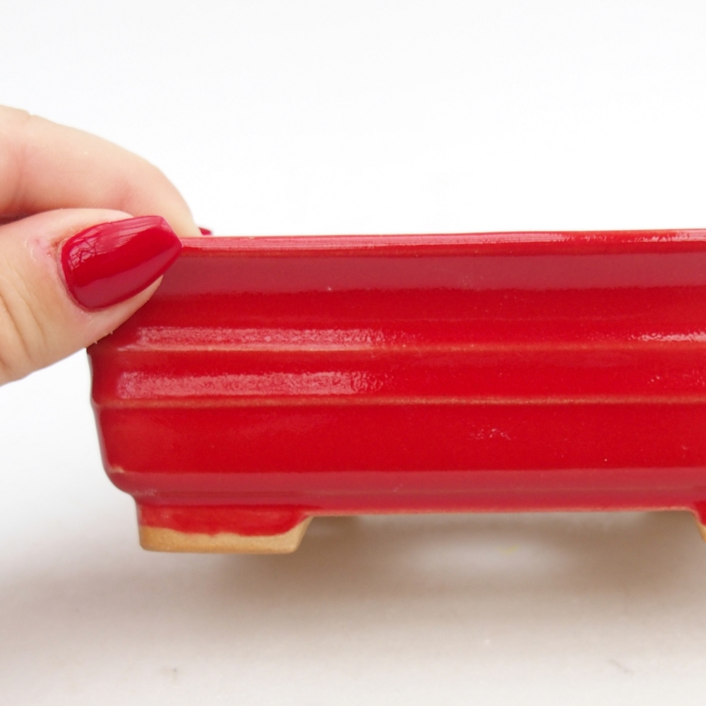 Keramická bonsajová miska 13,5 x 10 x 4,5 cm, farba červená