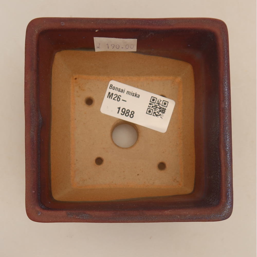 Keramická miska na bonsai 9,5 x 9,5 x 5,5 cm, farba fialová