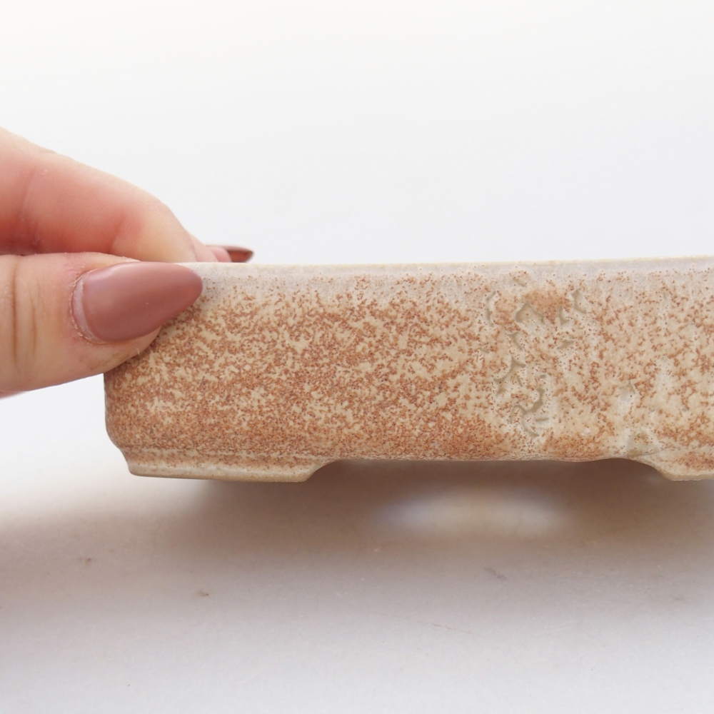 Keramická bonsajová miska 13 x 9,5 x 3,5 cm, farba béžová