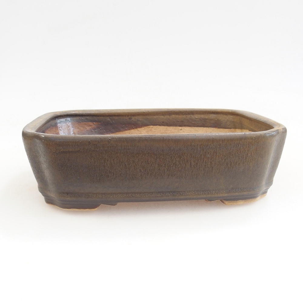 Keramická miska na bonsaje 21 x 18 x 6 cm, hnedá