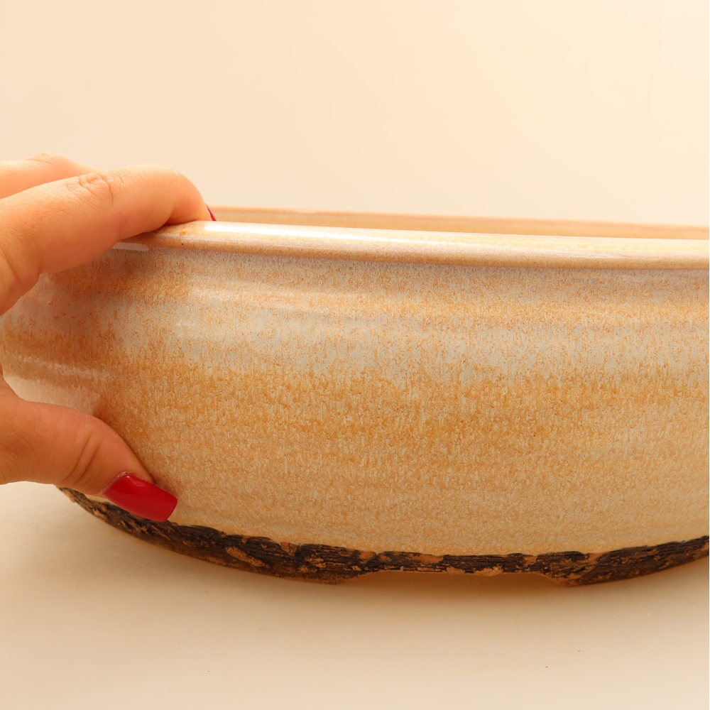 Keramická miska na bonsaje 35 x 35 x 11 cm, farba béžová – IBA OSOBNÝ ODBER alebo preprava na palete