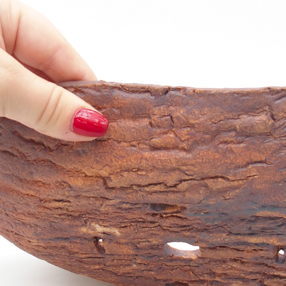 Keramická mušľa 30 x 18,5 x 5 cm , farba hnedá