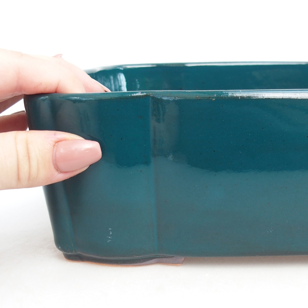 Keramická bonsajová miska 21 x 18 x 7 cm, zelená