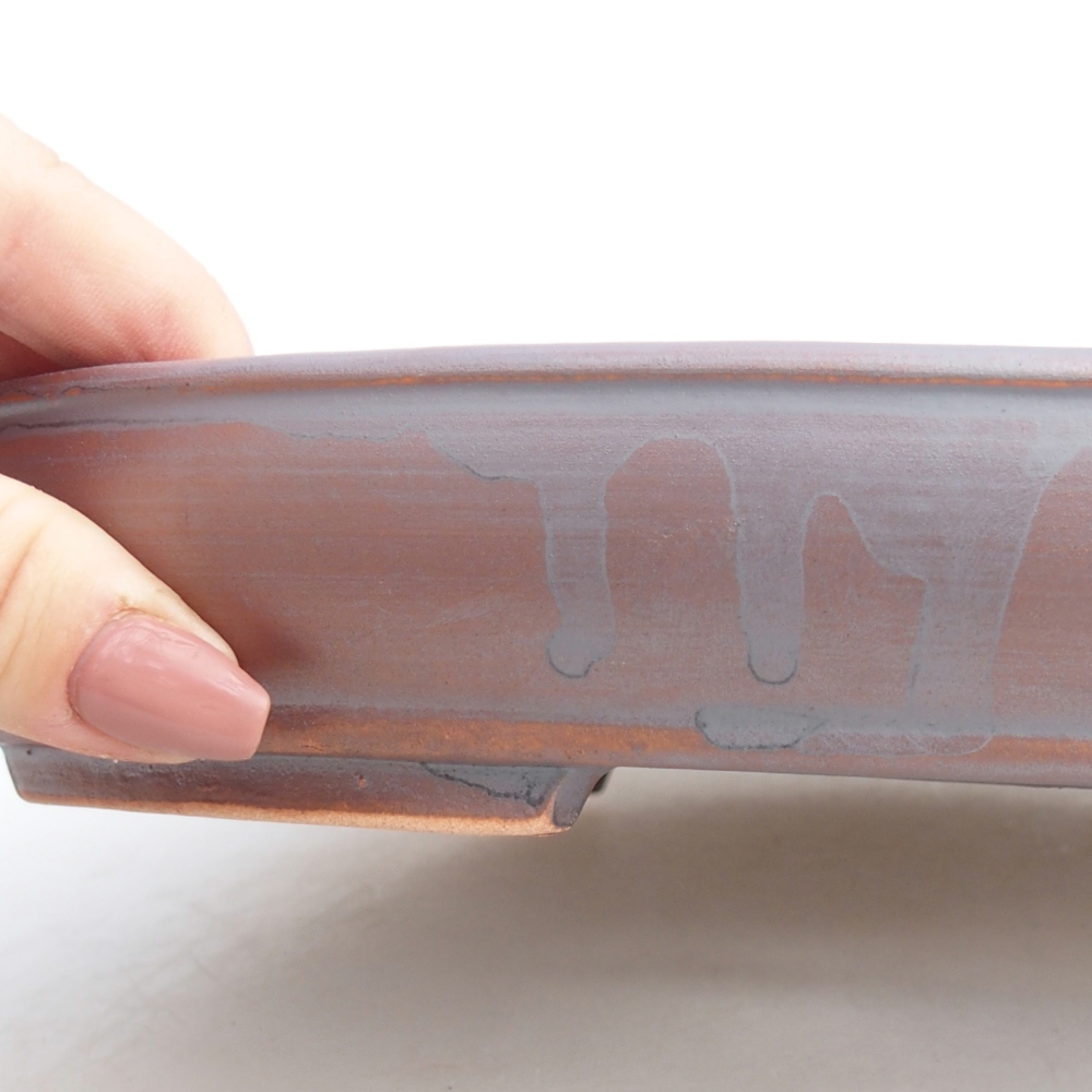 Keramická miska na bonsaje 24,5 x 20 x 4 cm, farba kovu