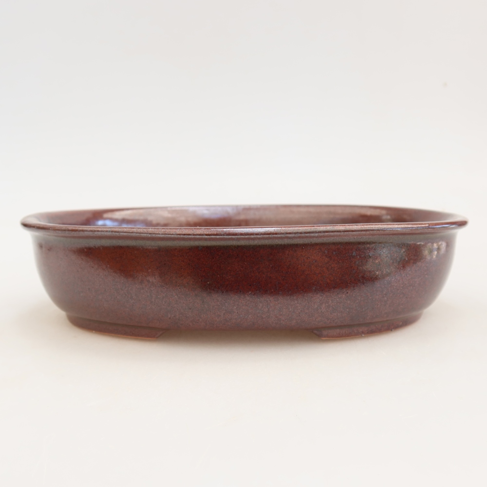Keramická miska na bonsaje 22 x 17 x 5 cm, farba vínová