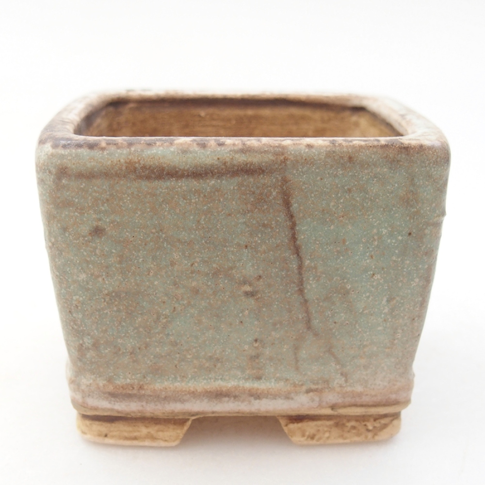 Keramická bonsai miska 6 x 6 x 4,5 cm, farba zelená