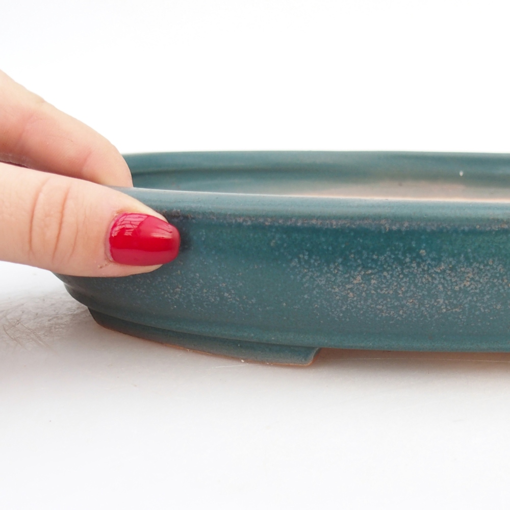 Keramická miska na bonsaje 24 x 20 x 4 cm, farba modrá