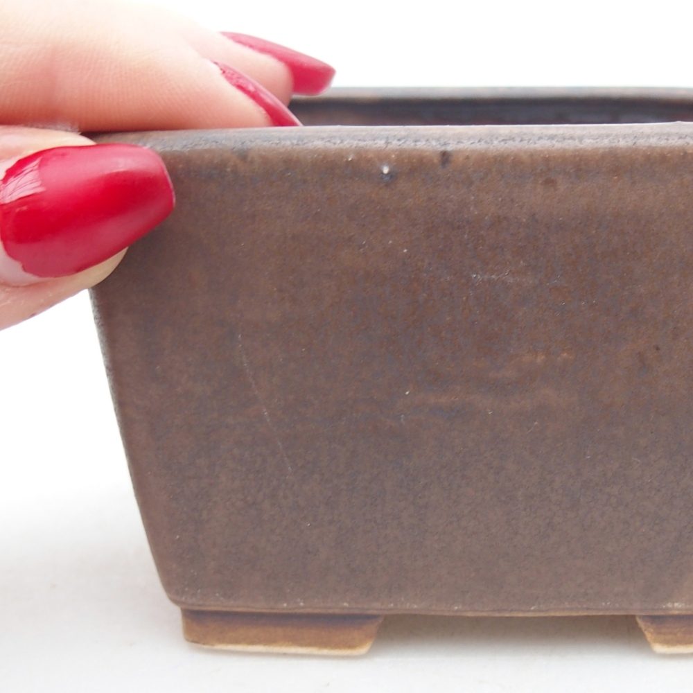 Keramická miska na bonsaje 8,5 x 8,5 x 5,5 cm, hnedá