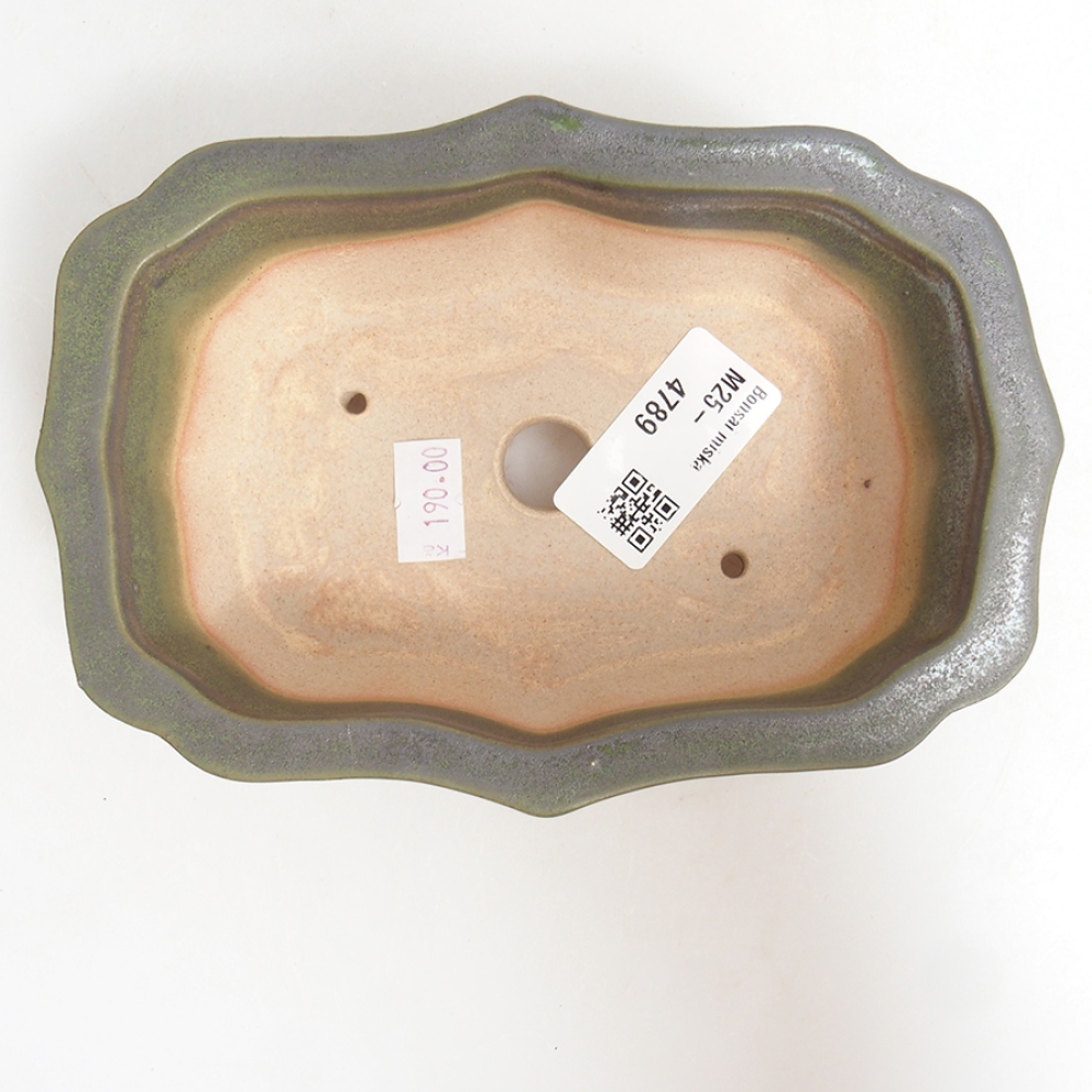 Keramická bonsai miska 15,5 x 11,5 x 4,5 cm, farba  zelená