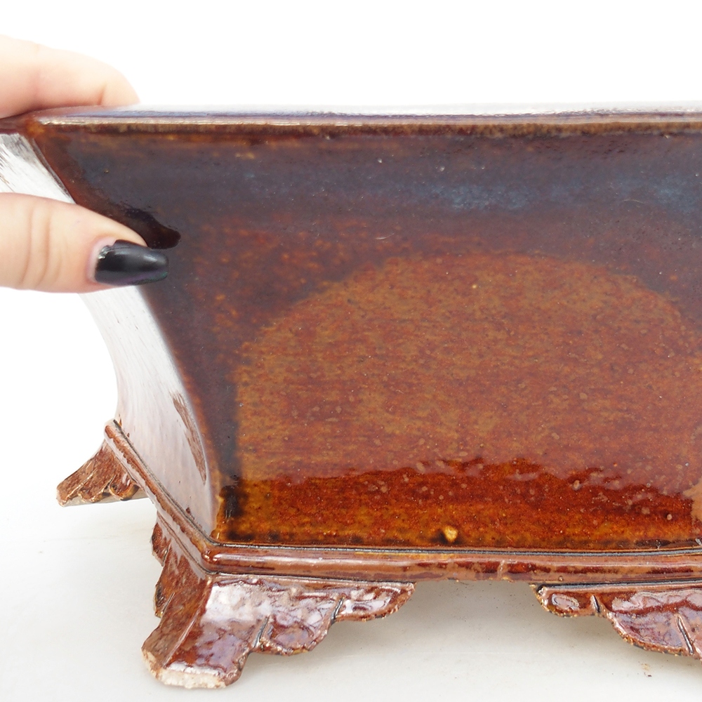 Keramická miska na bonsaje 36 x 31,5 x 14 cm, hnedá