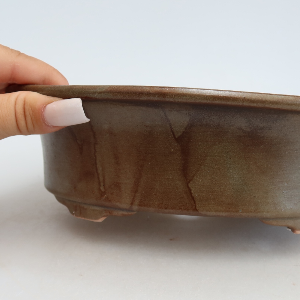 Keramická miska na bonsaje 22 x 17,5 x 6,5 cm, farba hnedá