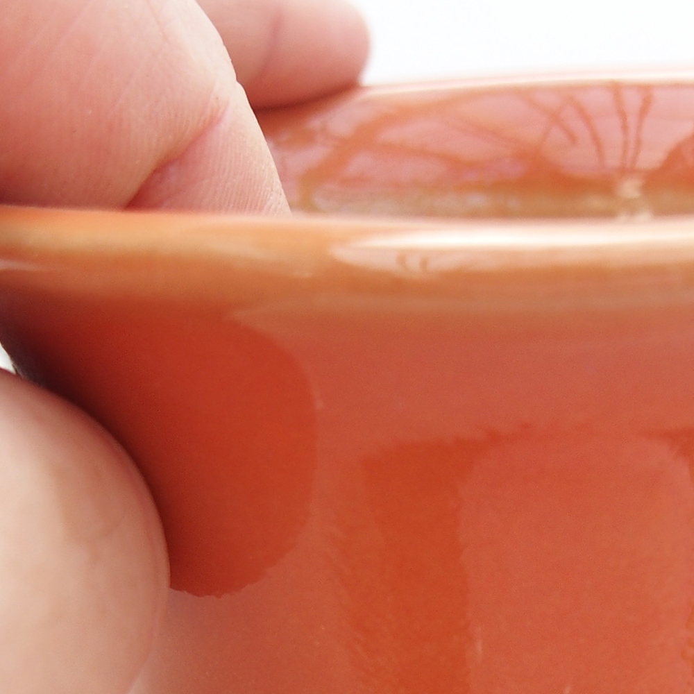 Keramická miska na bonsaje 9 x 9 x 5 cm, oranžová