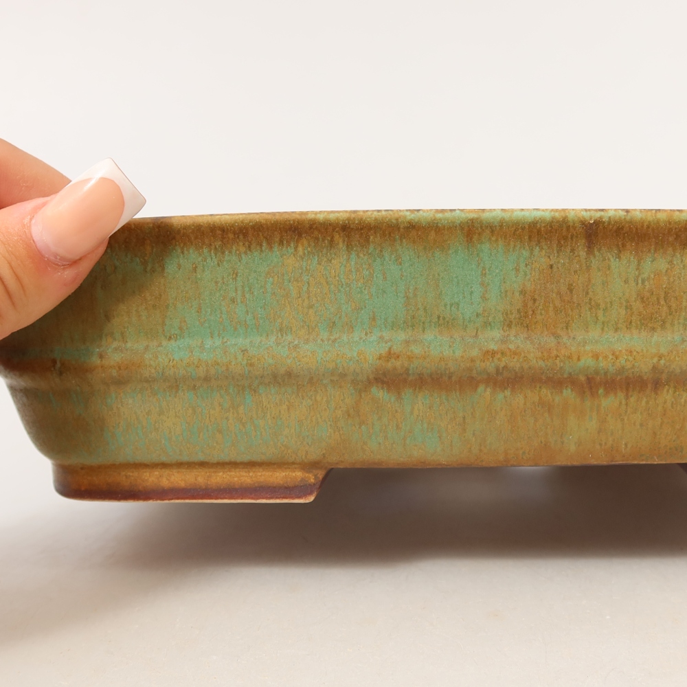 Keramická miska na bonsaje 22,5 x 18 x 6 cm, farba zelená