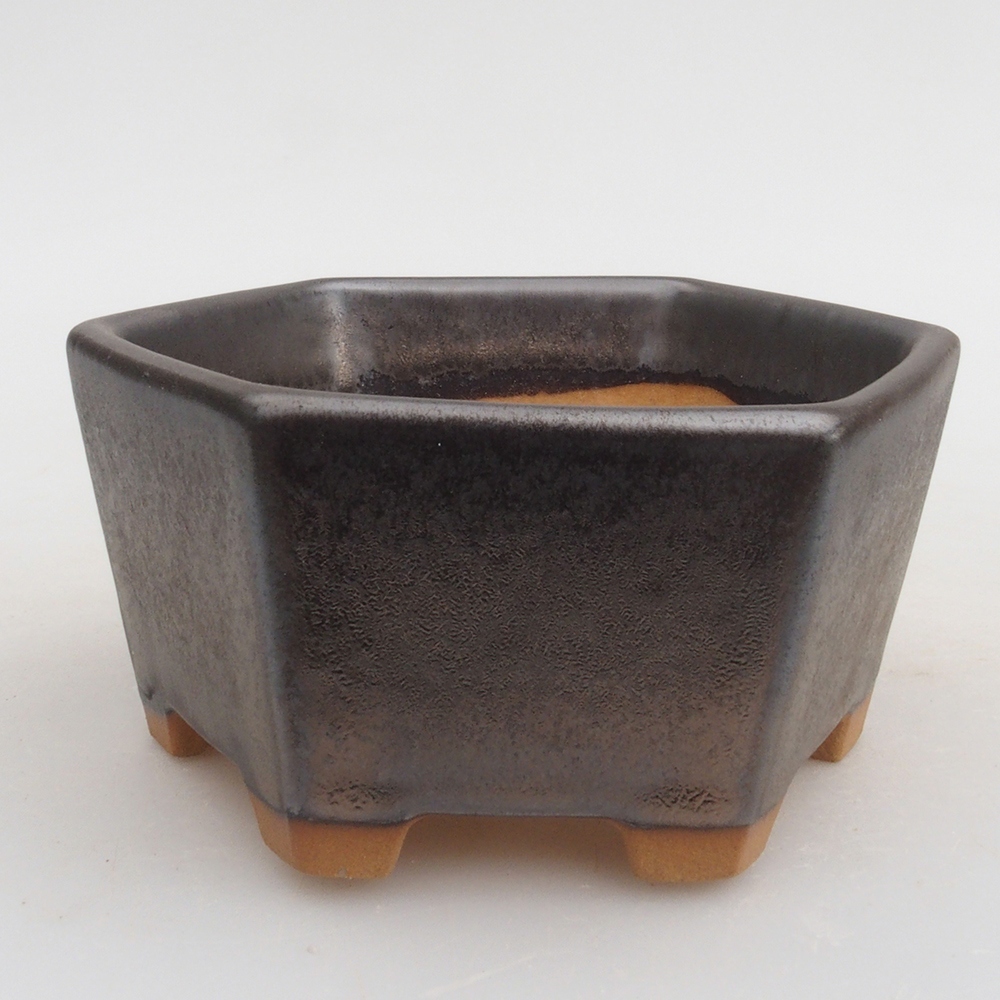 Keramická bonsai miska 9,5 x 9 x 4,5 cm, farba kovová