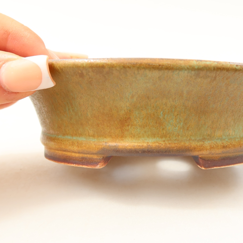 Keramická miska na bonsai 12,5 x 11,5 x 4 cm, farba zelená