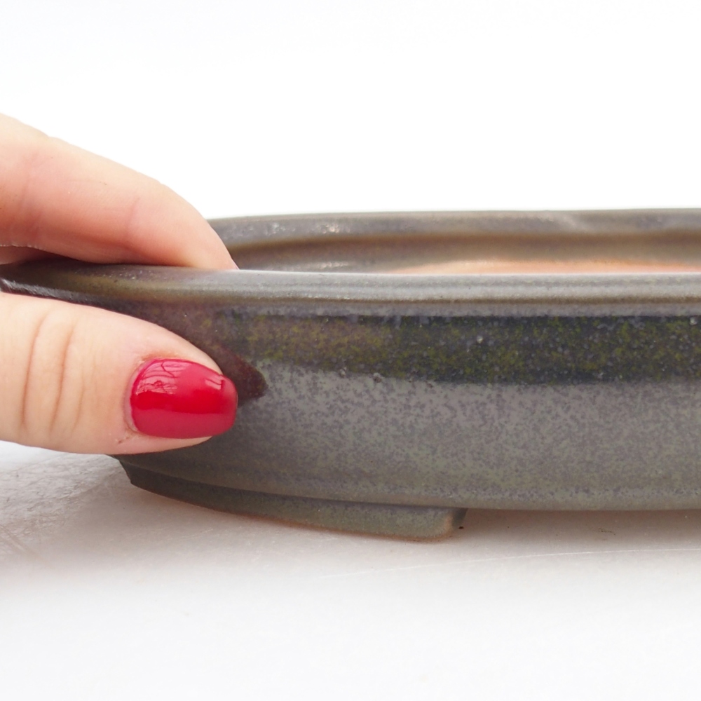 Keramická bonsajová miska 24 x 20 x 4 cm, zelená