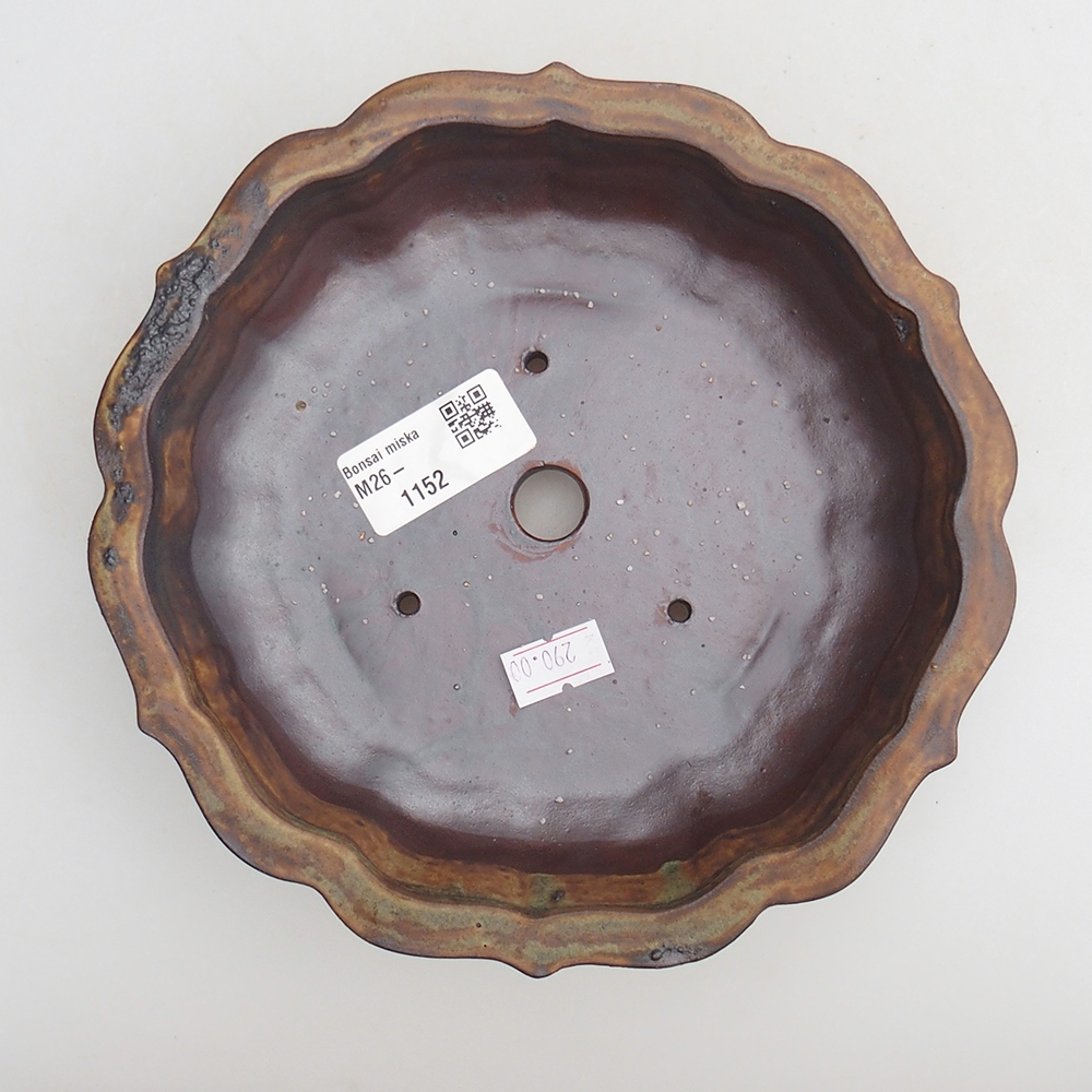 Keramická bonsajová miska 18 x 18 x 4,5 cm, farba hnedo-zelená
