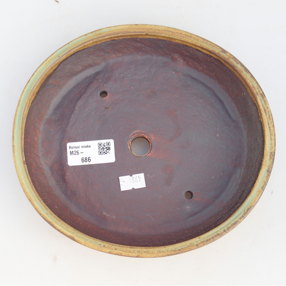 Keramická bonsajová miska 25 x 20 x 7,5 cm, zelená