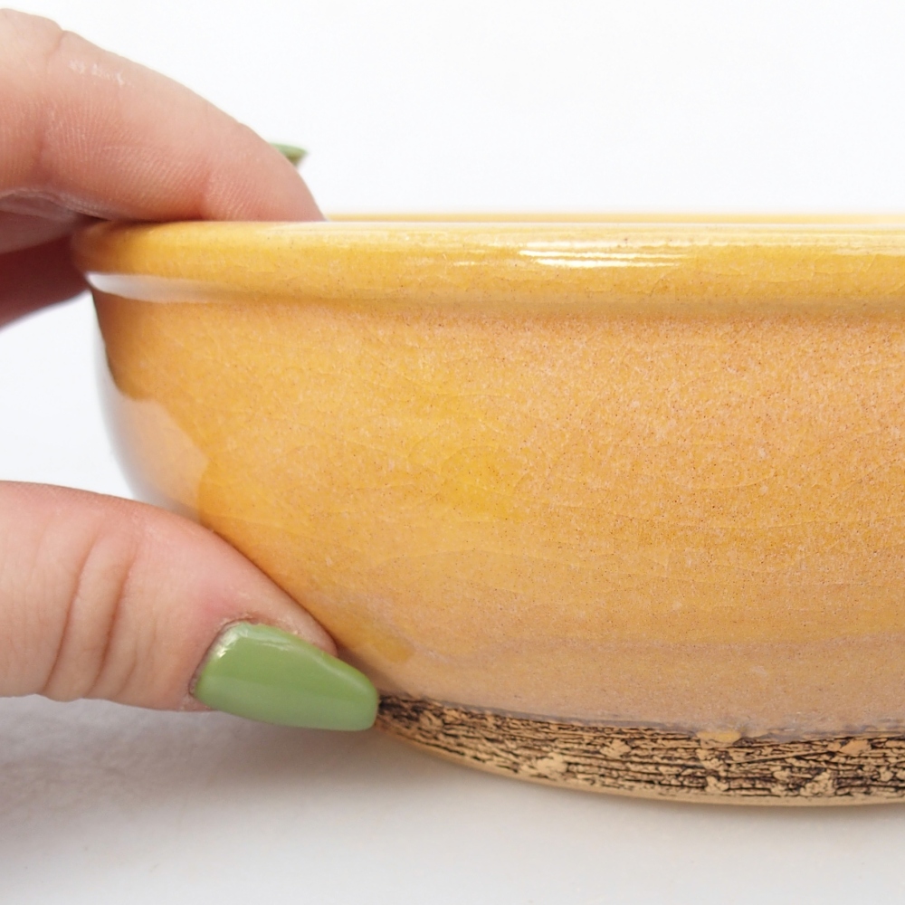 Keramická bonsajová miska 16,5 x 16,5 x 5,5 cm, farba hnedožltá