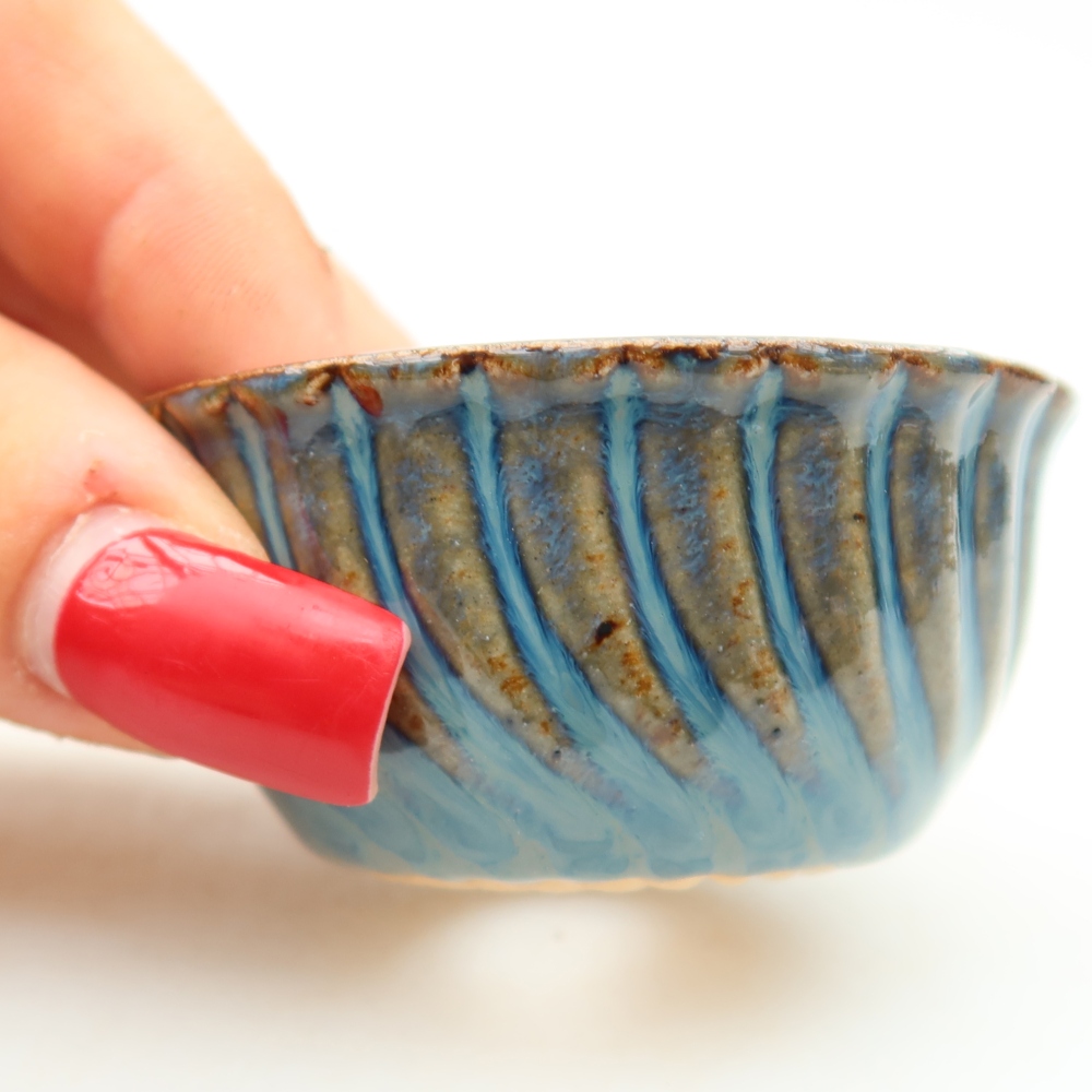 Keramická miska na bonsaje 5,5 x 5,5 x 3 cm, farba modrá