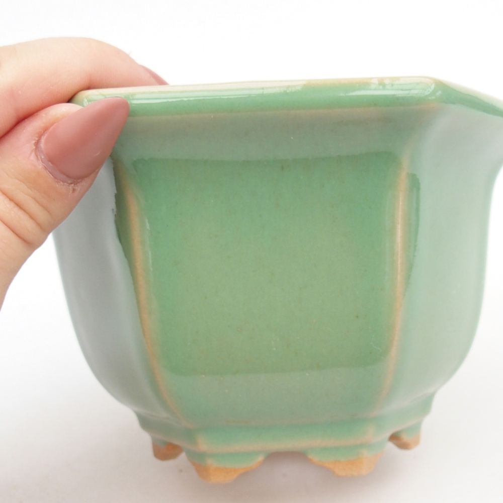 Keramická miska na bonsaje 13 x 11,5 x 8 cm, zelená