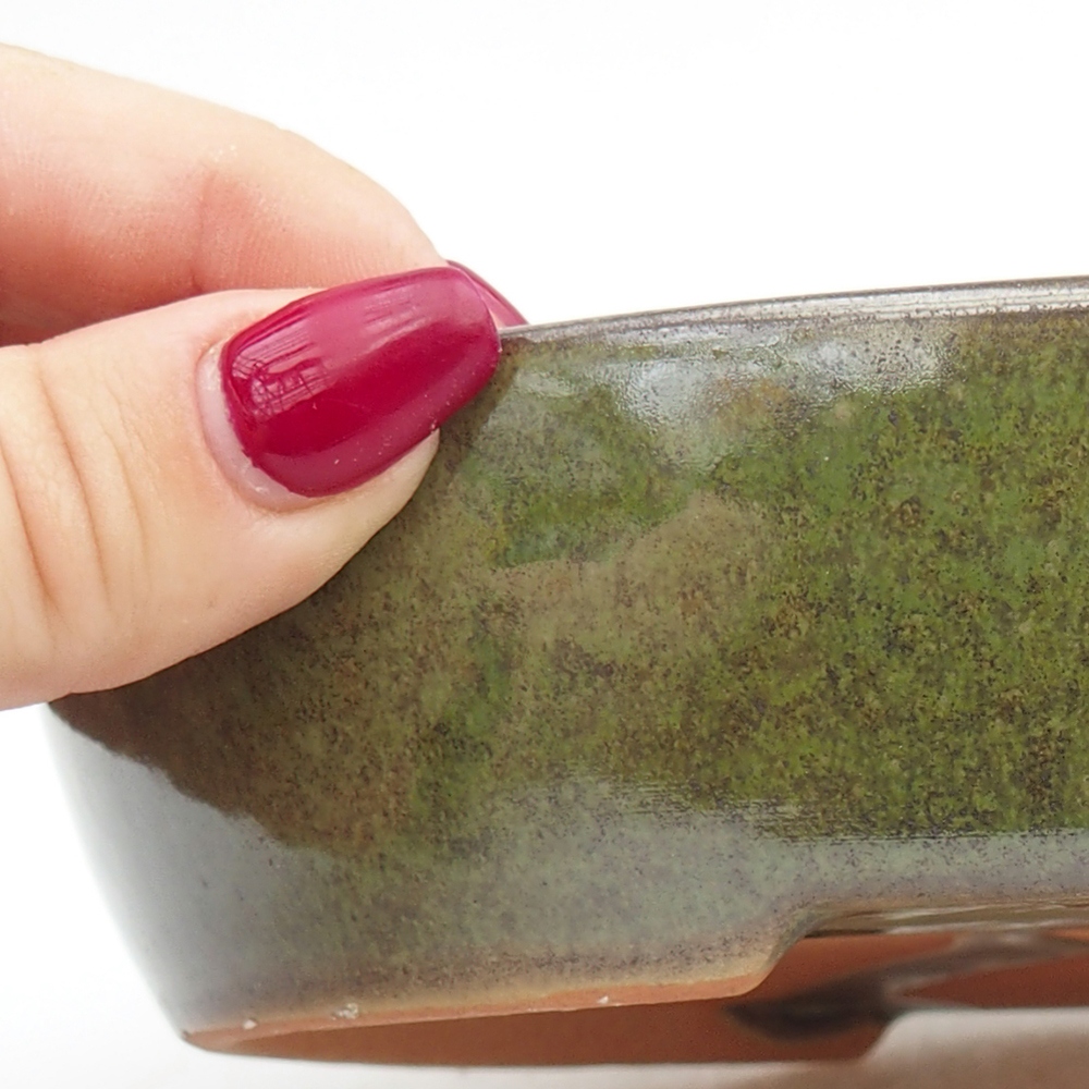 Keramická bonsai miska 17,5 x 14,5 x 4 cm, farba zelená