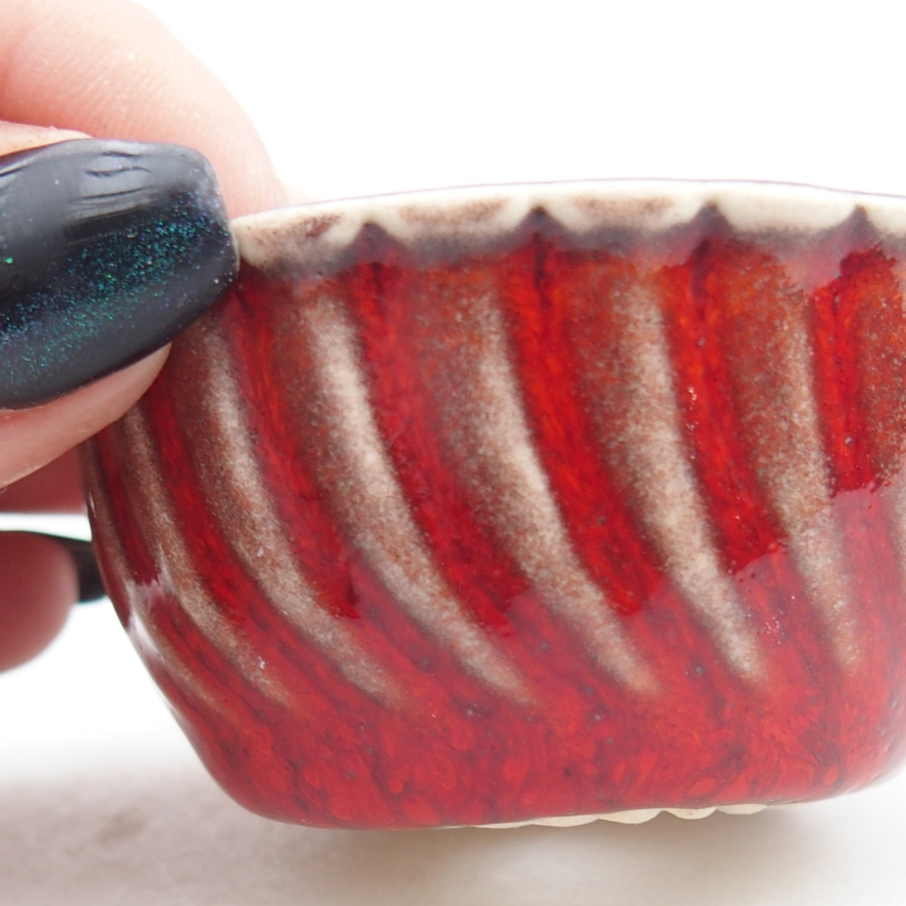 Mini bonsajová miska 5,5 x 5,5 x 2,5 cm, farba červená