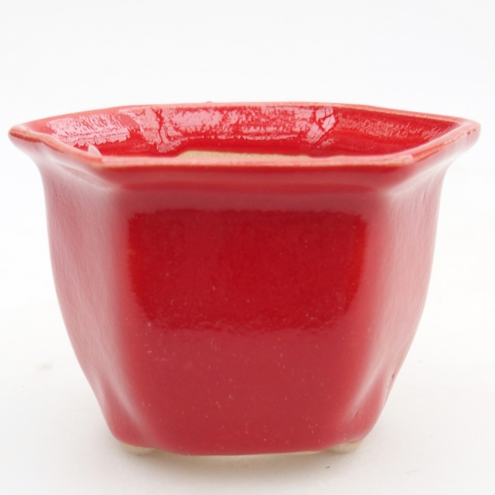 Mini bonsajová miska 7 x 6,5 x 5 cm, farba červená