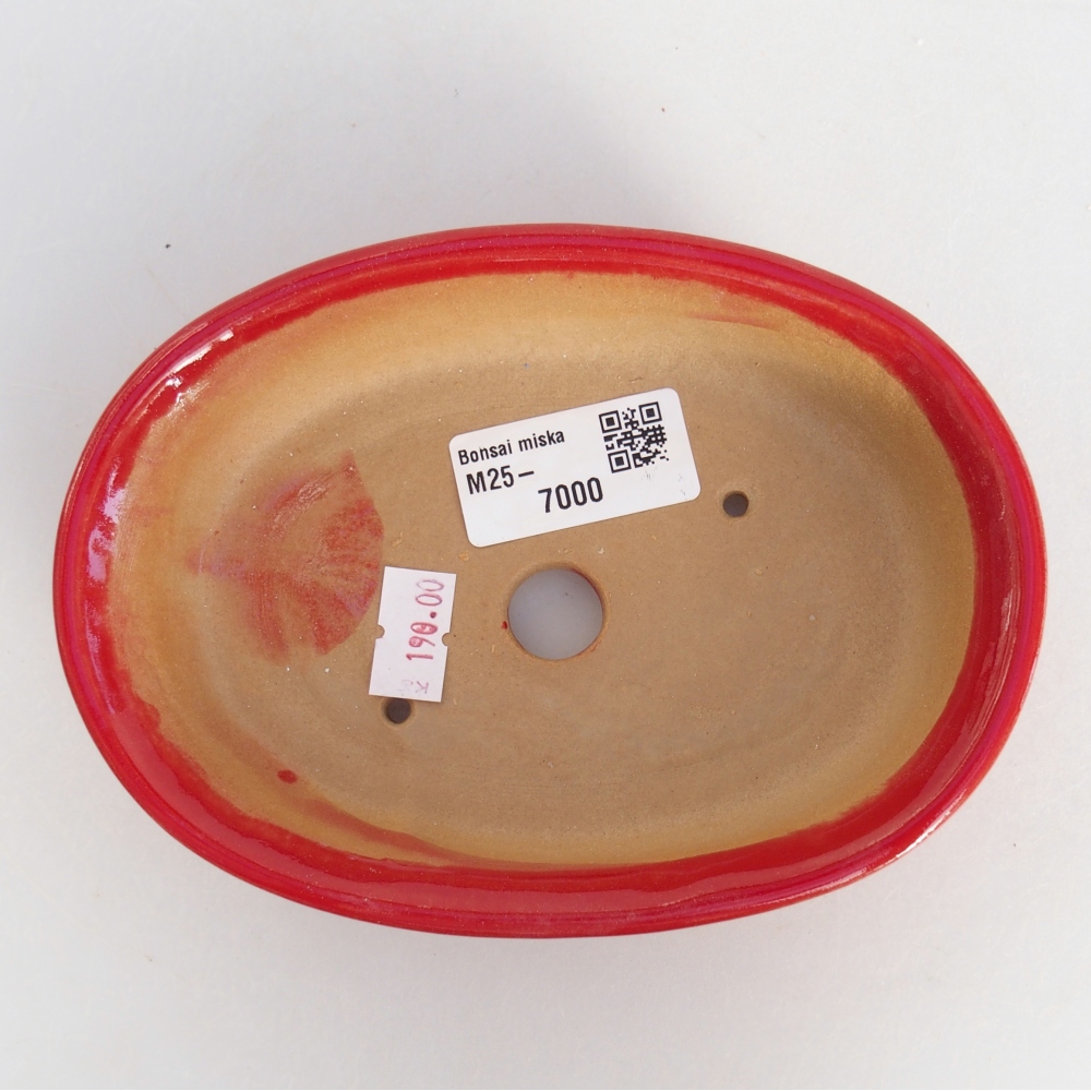 Keramická bonsajová miska 15 x 10,5 x 3,5 cm, farba červená