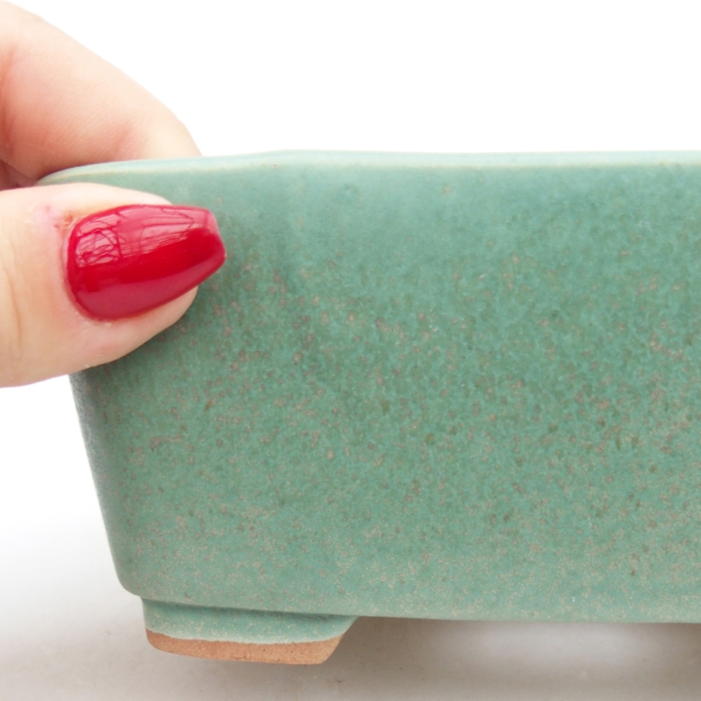 Keramická miska na bonsaje 13,5 x 10,5 x 6 cm, zelená