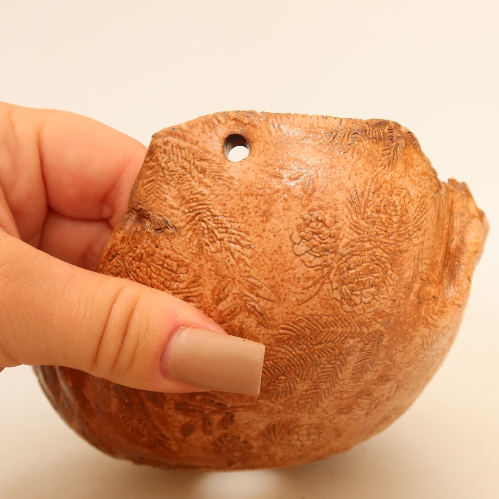 Keramická škrupina na kokedamu 14 x 12 x 9 cm, farba ružová