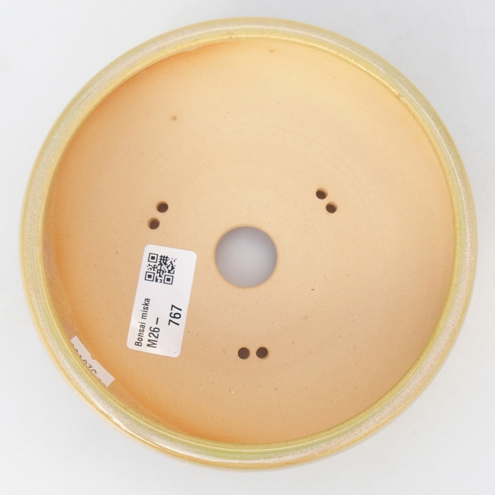 Keramická bonsajová miska 15 x 15 x 5,5 cm, žltozelená